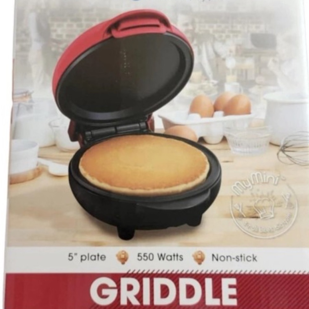 MyMini Personal Electric 5" Griddle Plate 550 Watts Non-Stick - Red